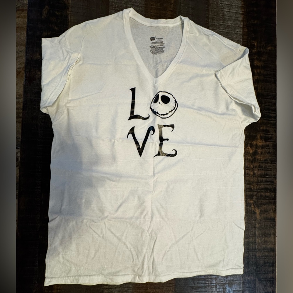 Valentines Nightmare Before Christmas LOVE Jack Skellington V-neck Short Sleeve